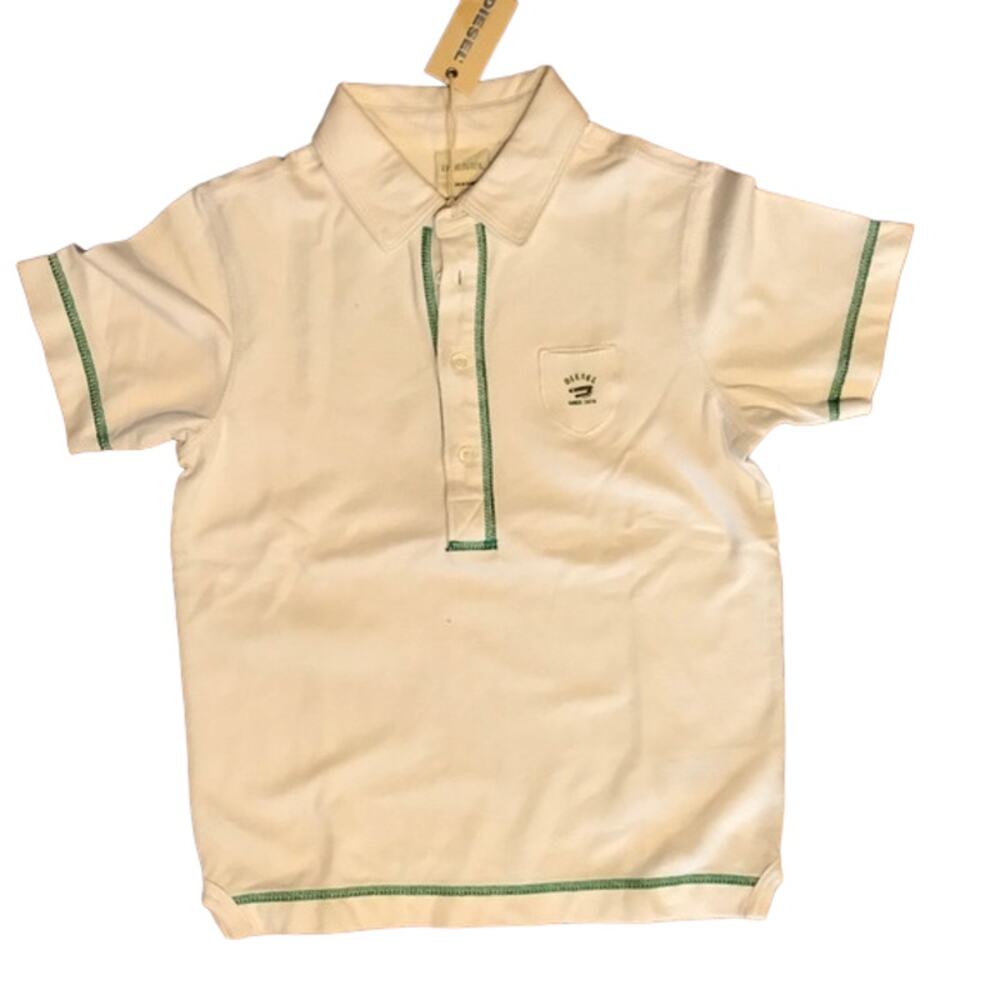 Diesel Kids Polo Shirt - White with Green Accents
